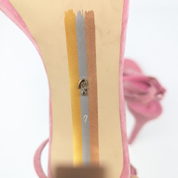 Sam Edelman Pink Suede Jade Ankle Strap Heeled Sandals Size 7 FLAWED - Picture 8 of 10